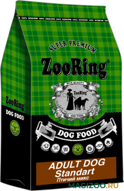 Сухой корм ZOORING ADULT DOG STANDART для взрослых собак средних и крупных пород с птичьим миксом и рисом (10 кг)