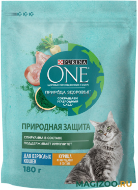 Сухой корм PURINA ONE ПРИРОДА ЗДОРОВЬЯ для взрослых кошек с курицей и спирулиной (0,18 кг)