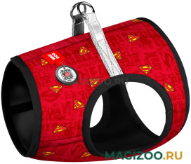 Шлея мягкая для собак Collar Waudog Clothes c QR паспортом Супермен красный (S2) 