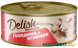 Влажный корм (консервы) DELISH PREMIUM DOG для взрослых собак с говядиной и ягненком (100 гр)
