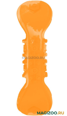 Игрушка для собак Mr.Kranch Гантель дентальная с пищалкой с ароматом бекона оранжевая 22 см (1 шт)