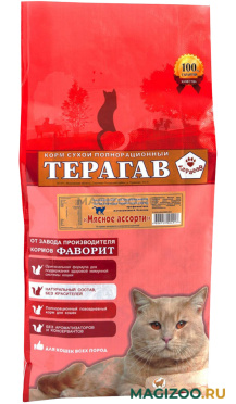 Сухой корм ТЕРАГАВ МЯСНОЕ АССОРТИ для взрослых кошек (13 кг УЦ) 