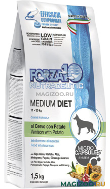 Сухой корм FORZA10 DOG MEDIUM DIET монобелковый для взрослых собак средних пород при аллергии с олениной и картофелем (1,5 кг)