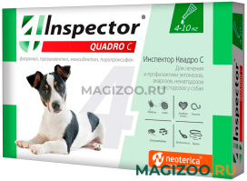 INSPECTOR QUADRO C капли для собак весом от 4 до 10 кг против внутренних и внешних паразитов (1 пипетка)