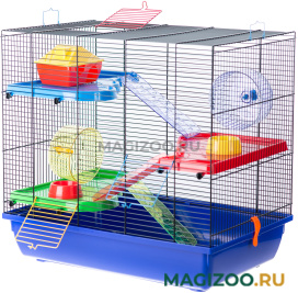 Клетка для грызунов Inter-Zoo G085 Teddy Gigant II с пластиковыми цветными аксессуарами цвет в ассортименте 58 х 38 х 55 см (1 шт УЦ) 