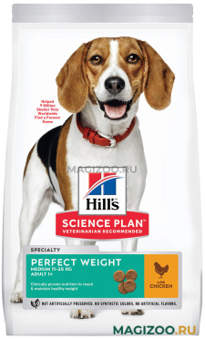 Сухой корм HILL’S SCIENCE PLAN ADULT PERFECT WEIGHT MEDIUM CHICKEN диетический для взрослых собак средних пород с курицей (12 кг)