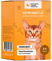 SMART CAT набор паучей для кошек и котят с кусочками курицы и морковью в соусе пауч (85 гр (5 + 1 шт))