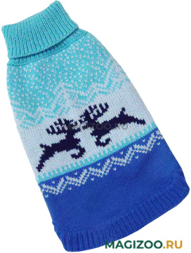 FOR MY DOGS свитер для собак Олени голубой FW961-2020 (8-10)