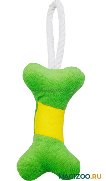 Игрушка для собак Mr.Kranch Косточка с канатом зеленая с желтым 31 х 9 х 4 см (1 шт)