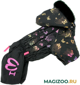 FOR MY DOGS комбинезон для собак Бабочки черный для девочек FW1077-2021 F (16) 