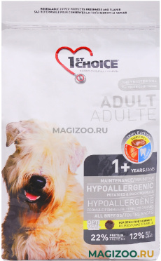 Сухой корм 1ST CHOICE DOG ADULT ALL BREEDS HYPOALLERGENIC беззерновой для взрослых собак всех пород при аллергии с уткой и картофелем (6 кг)