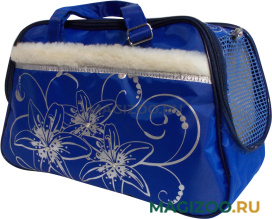 DOGMAN сумка-переноска модельная № 7М, зима, иск. мех, василек, 38 х 18 х 26 см (1 шт)