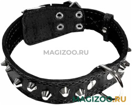 Ошейник для собак кожаный с фурнитурой, черный, шир. 35 мм, ZooMaster (50 см)
