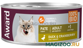 Влажный корм (консервы) AWARD DUCK & CRANBERRY для взрослых кошек паштет с уткой и клюквой (100 гр)