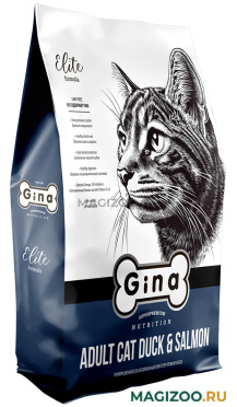 Сухой корм GINA ELITE GRAIN FREE CAT DUCK & SALMON беззерновой для взрослых кошек с уткой и лососем (8 кг) 