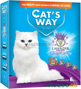 CAT'S WAY LAVANDER наполнитель комкующийся для туалета кошек с фиолетовыми гранулами и ароматом лаванды (6 л)