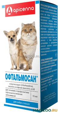 ОФТАЛЬМОСАН капли глазные для собак и кошек 15 мл Apicenna (1 шт)