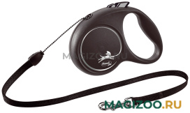 FLEXI BLACK DESIGN CORD тросовый поводок рулетка для животных 5 м размер S серый (1 шт)