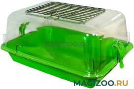 Террариум для грызунов Zooexpress с металлической дверкой прозрачный малый цвет в ассортименте 33 х 24 х 15 см  (1 шт)