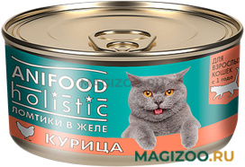 Влажный корм (консервы) ANIFOOD HOLISTIC для кошек ломтики в желе с курицей (100 гр)