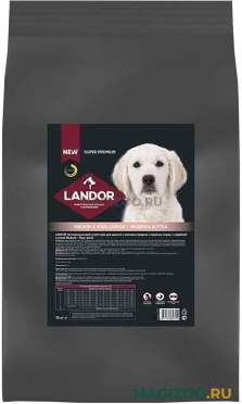 Сухой корм LANDOR MEDIUM & MAXI JUNIOR для щенков средних и крупных пород с индейкой и уткой (15 кг)
