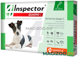 INSPECTOR QUADRO C капли для собак весом от 4 до 10 кг против внутренних и внешних паразитов (1 пипетка)