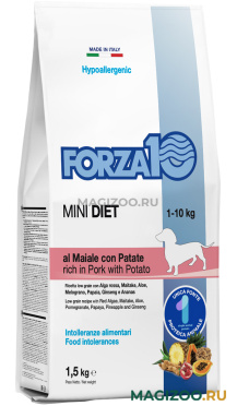 Сухой корм FORZA10 DOG MINI DIET монобелковый для взрослых собак маленьких пород при аллергии со свининой и картофелем (1,5 кг)