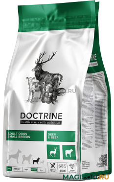 Сухой корм DOCTRINE ADULT DOG SMALL BREEDS DEER&BEEF беззерновой для взрослых собак маленьких пород с телятиной и олениной (0,8 кг УЦ)