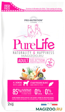 Сухой корм FLATAZOR PURE LIFE ADULT SELECTION беззерновой для взрослых собак всех пород с ягненком и белой рыбой (2 кг)