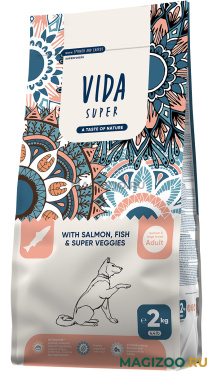 Сухой корм VIDA SUPER ADULT DOG MEDIUM & LARGE BREED SALMON FISH & SUPER VEGGIES для взрослых собак средних и крупных пород с лососем, рыбой и овощами (2 кг)