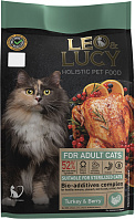 LEO&LUCY HOLISTIC для взрослых кастрированных котов и стерилизованных кошек с индейкой, ягодами и биодобавками (0,4 кг)