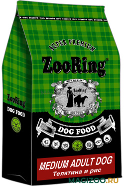 Сухой корм ZOORING MEDIUM ADULT DOG для взрослых собак средних пород с телятиной и рисом (10 кг)