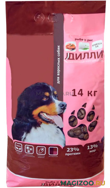 Сухой корм ДИЛЛИ для взрослых собак всех пород с рыбой и рисом (14 кг)