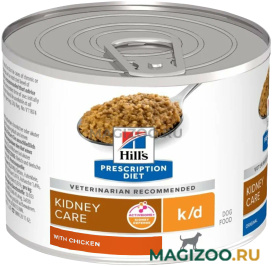Влажный корм (консервы) HILL'S PRESCRIPTION DIET K/D KIDNEY CARE для взрослых собак при хронической болезни почек с курицей (200 гр)