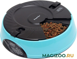 Автоматическая кормушка для кошек и собак на 6 кормлений с ЖК-дисплеем Feed-Ex, голубая (1 шт)