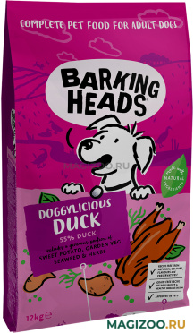 Сухой корм BARKING HEADS Восхитительная утка беззерновой для взрослых собак всех пород с уткой и бататом (12 кг)