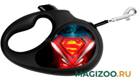 COLLAR WAUDOG R-LEASH Супермэн Лого ременной поводок-рулетка для животных 5 м размер M черная (1 шт)