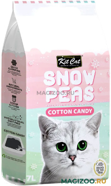 KIT CAT SNOW PEAS COTTON CANDY наполнитель комкующийся биоразлагаемый на основе горохового шрота для туалета кошек с ароматом сахарной ваты (7 л)