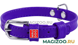 Ошейник кожаный для собак без украшений фиолетовый 12 мм 21 – 29 см Collar WauDog Glamour (1 шт)