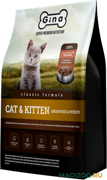 Сухой корм GINA CLASSIC CAT & KITTEN ANCHOVIES & POTATO для кошек и котят с анчоусами и картофелем (3 кг)
