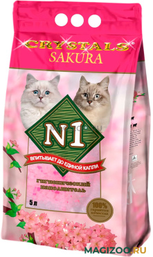 № 1 CRYSTALS SAKURA наполнитель силикагелевый для туалета кошек Сакура (5 л)