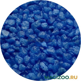 Грунт для аквариума Цветная мраморная крошка синяя блестящая 2 - 5 мм ЭКОгрунт (3,5 кг)