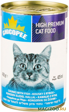 Влажный корм (консервы) CHICOPEE CAT для взрослых кошек с кусочками рыбы в соусе  (400 гр)