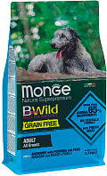 MONGE BWILD GRAIN FREE DOG ADULT ALL BREEDS ANCHOVIES беззерновой для взрослых собак всех пород с анчоусами, горохом и картофелем (2,5 кг)