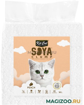 KIT CAT SOYA CLUMP PEACH наполнитель соевый биоразлагаемый комкующийся для туалета кошек с ароматом персика (14 л)