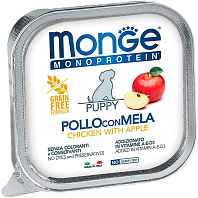 MONGE MONOPROTEIN FRUITS PUPPY монобелковые для щенков паштет с курицей и яблоками (150 гр)