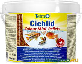 TETRA CICHLID COLOUR MINI PELLETS корм шарики для маленьких и карликовых цихлид, для усиления окраски (10 л)