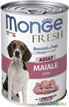 Влажный корм (консервы) MONGE FRESH ADULT DOG CHUNKS IN LOAF для взрослых собак мясной рулет со свининой  (400 гр)
