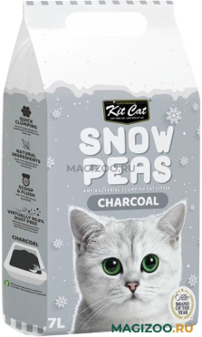 KIT CAT SNOW PEAS CHARCOAL наполнитель комкующийся биоразлагаемый на основе горохового шрота для туалета кошек c активированным углем (7 л)