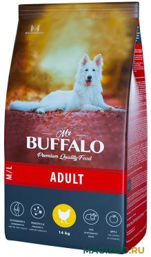 Сухой корм MR.BUFFALO ADULT M/L для взрослых собак средних и крупных пород с курицей (14 кг)